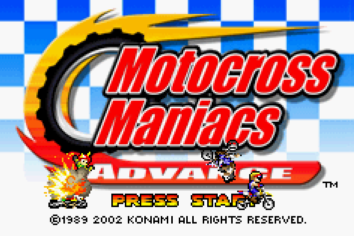 Motocross Maniacs Advance Title Screen